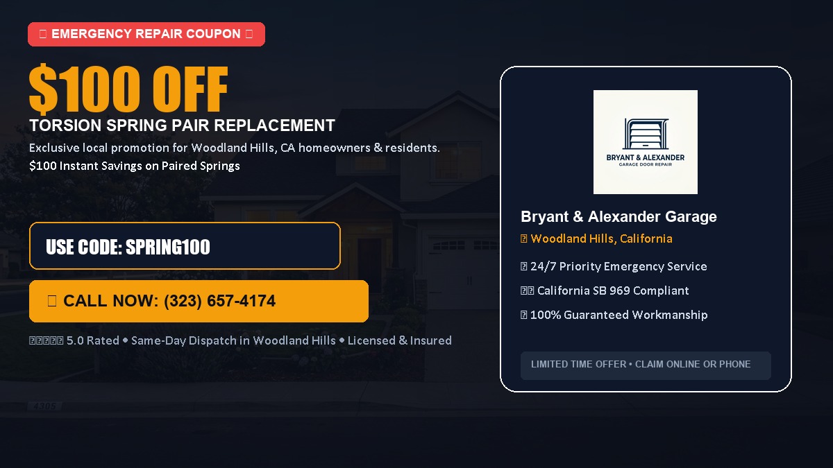 $100 OFF Heavy-Duty Torsion Spring Pair Replacement in Woodland Hills, CA